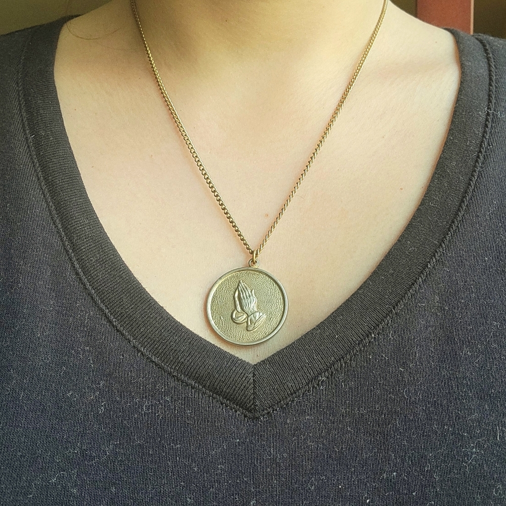 Vintage Prayer Hands "Whatever You Shall Ask in My Name, I Will Do" Necklace
